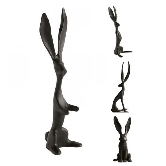 XIBUFE Easter Decorations,Black Bunny Statue - 10" Resin Rabbit Sculpture Easter Figurine,Easter Basket Stuffers - Elegant Holiday Decor for Tabletop,Mantel,Living Room,Office