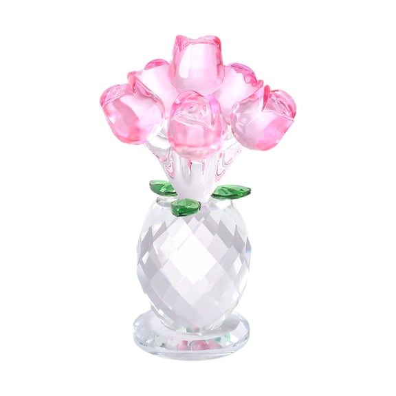 XIBUFE Elegant Crystal Rose Glass Bud Vase Ornament for Home Decor,Valentine'S Day Gift,Anniversary,Wedding Centerpiece - Romantic,Durable,Versatile Decor