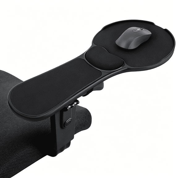 XIBUFE Ergonomic Arm Rest Mouse Pad for Chair,Adjustable Mouse Tray with Wrist Cushion,Chair Arm Mousepad,Black