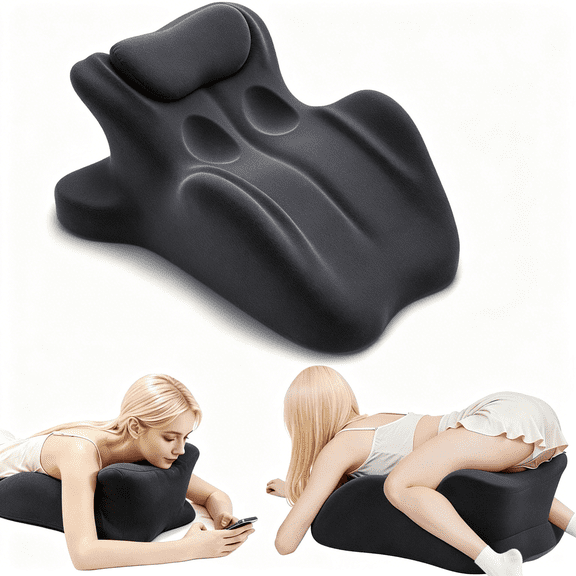 XIBUFE Ergonomic Memory Foam Wedge Pillow,Back and Prone Support Cushion,27 Angle for Perfect Positioning Wedge Pillow(Black)