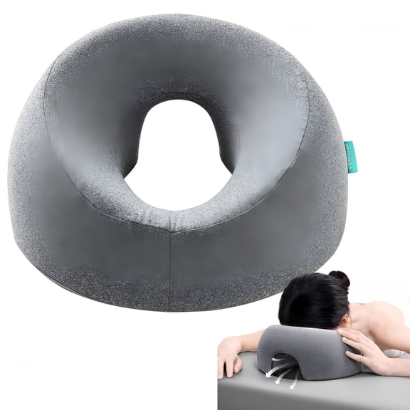 XIBUFE Face Down Pillows for Massage Table, Massage Headrest for Bed, Face Pillow for Stomach Sleeping, Bbl Pillow After Surgery Post Eye Surgery & Vitrectomy Recovery, Removable Cover Grey