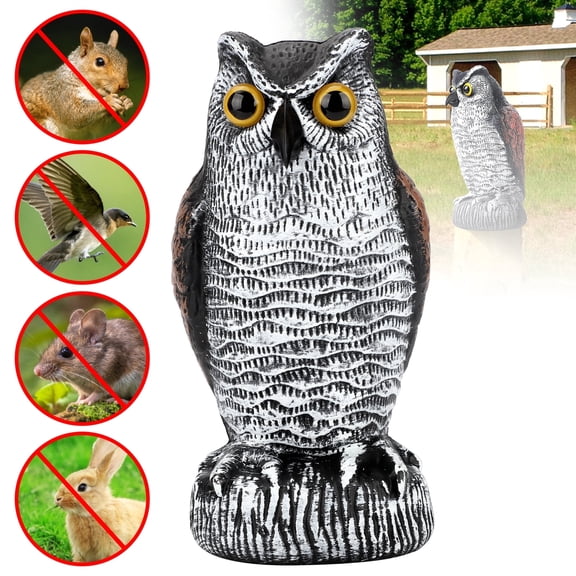 XIBUFE Fake Owl Scarecrow Sculpture, Decoys to Scare Birds Away from Gardens and Patios, Scarecrow Plastic Owl Statues, Pigeon Deterrent Plastic Owl Statues owl decoys to scare birds away