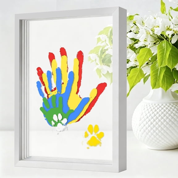 XIBUFE Family Handprint Kit,Handprint Frame Kit,Diy Craft Keepsake with Wooden Frame,Meaningful Gift for New Parents,New Mom,Mother S Day,Father S Day,Anniversary and Adoption Day
