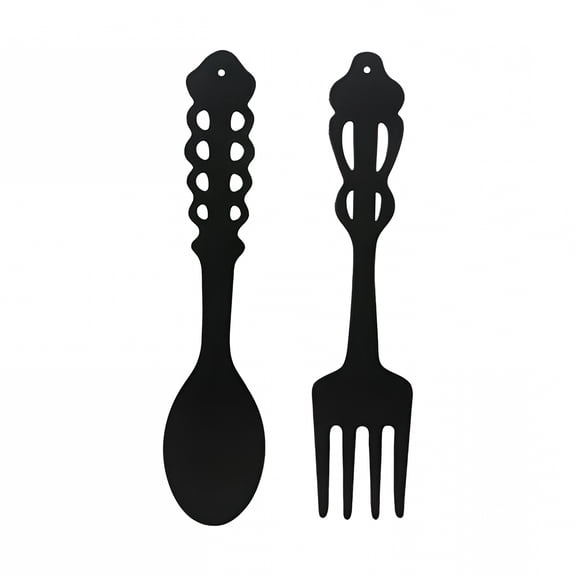 XIBUFE Farmhouse Kitchen Wall Decor, Metal Fork Spoon Hanging Sculpture