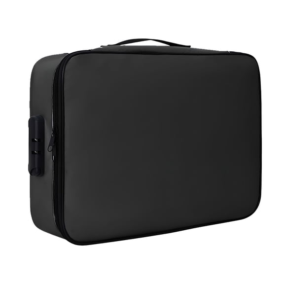 XIBUFE Fireproof Waterproof File Storage Box with Lock, Document Safe Organizer Chest for Home Office, Portable Vault for Important Papers Valuables Passports, Black