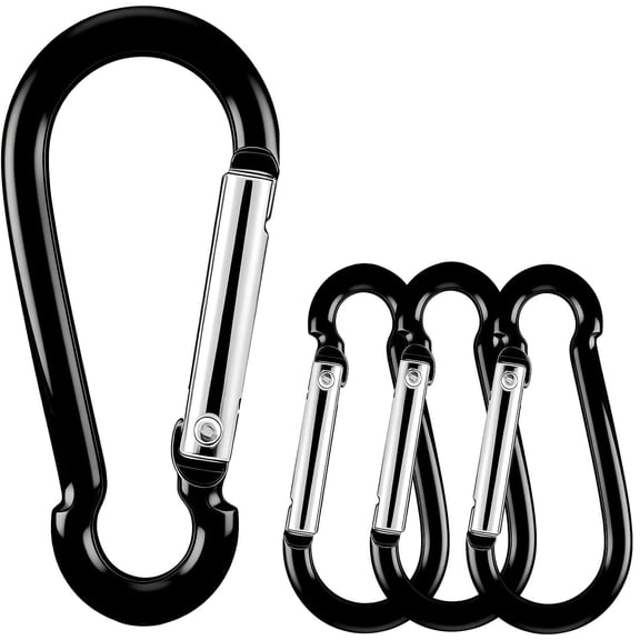 XIBUFE Flag Pole Ring Carabiner Clips Accessories,Aluminum Alloy Flag Clips Spring Snap Hook Hardware Parts for Grommeted Flag,Flag Hooks to Hold Flag,M5 Black 4 pcs