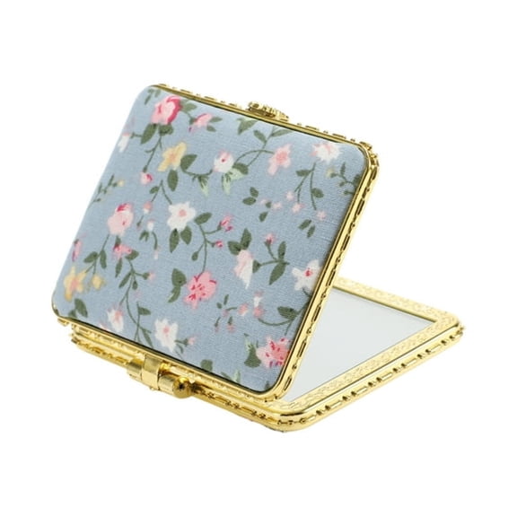 XIBUFE Flower Square Pocket Mirror Mini Pocket Mirror Compact Mirror Blue