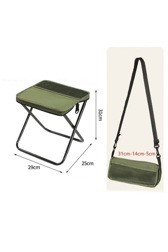 Foldable Backpack Stool, Ultralight Compact Foldable Sling Bag Stool 12.20*11.42*9.84 In, Portable Pocket Chair with Carrying Bag for Hiking, Camping, Fishing (Green, Large)