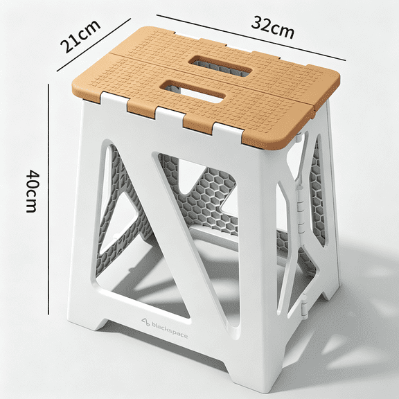 XIBUFE Foldable Step Stool (1 Pack),12.9 Tall Up to 300 Lb Sturdy Plastic Folding Step Stool for Adults Kitchen Bathroom,Portable Small Stool Travel Foot Stool Brown