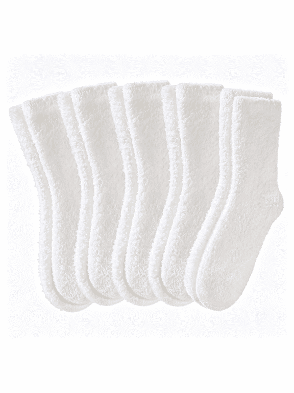 Fuzzy Socks for Women Fluffy Winter Warm Slipper Soft Cozy Home Sleeping Socks white fluffy socks 5 Pairs