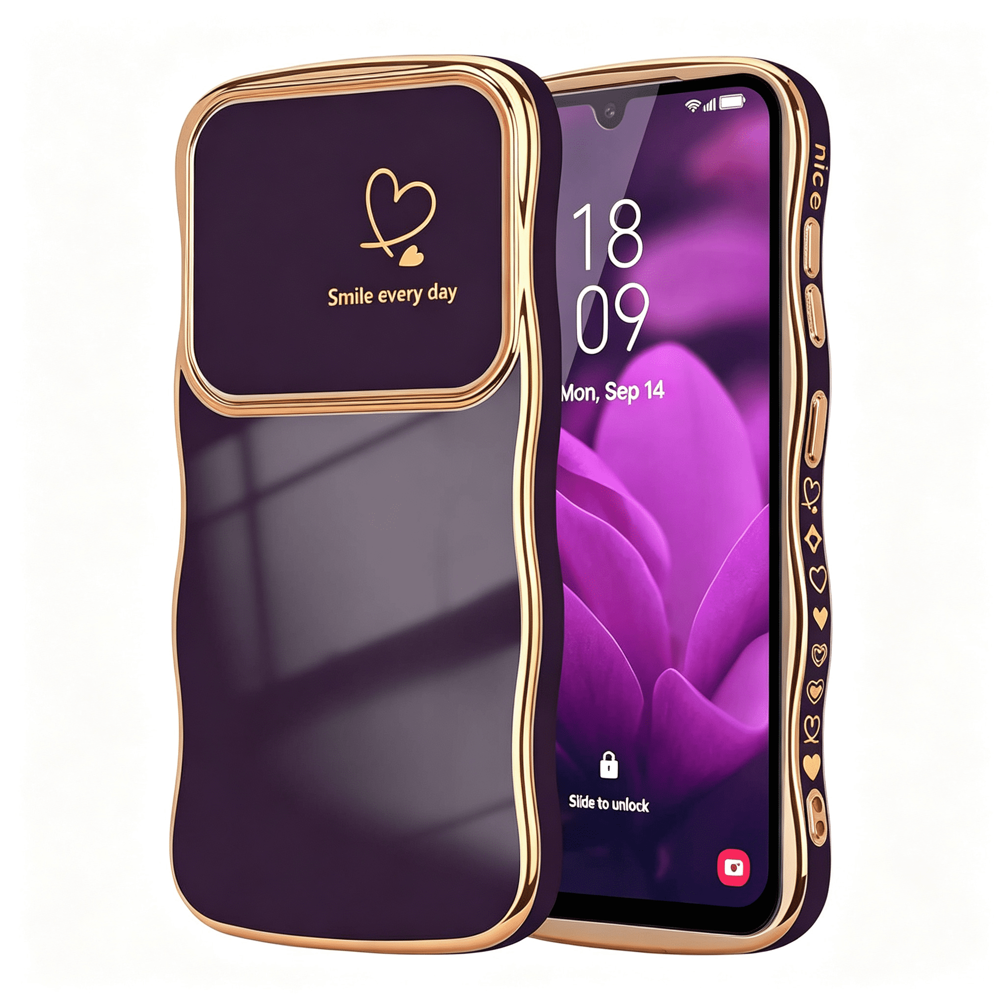 Video Camera Shape XIBUFE for Galaxy A17 Case for Women Girls Cute Wave,Dark Purple,Wave ...