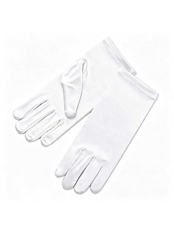 Girl'S Holiday, Wedding, Or Pageant White Satin Gloves Princess Glove Kids Gloves