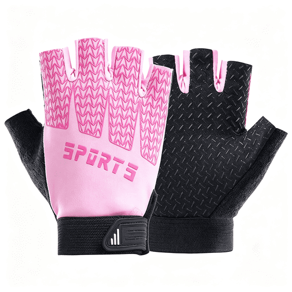 XIBUFE Girls Fingerless Bike Gloves, Sport Gloves for 4-10 Year Girls Monkey Bars Rock Climbing Cycling Biking Fishing Fingerless Gloves Kids