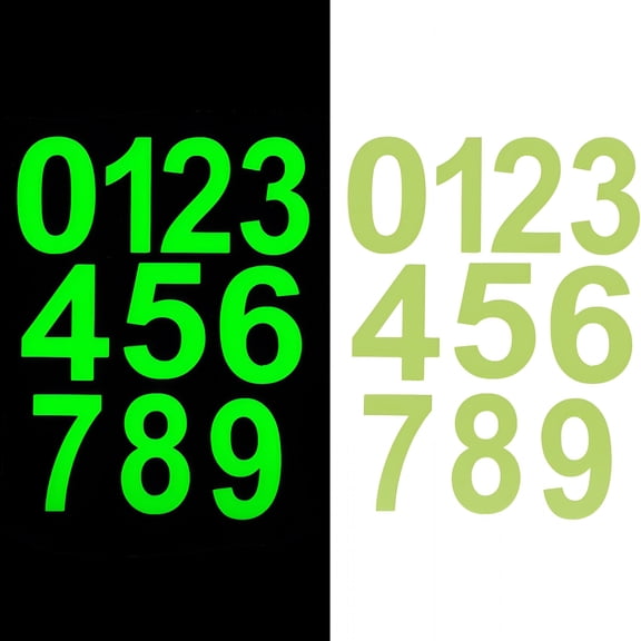 XIBUFE Glow In the Dark House Numbers, Mailbox Stickers Numbers 30 PCS Waterproof Number for Signs, Door, Cars, Trucks, Home, Business, Office, Hotel Room, Address Number (Glowing Color, 2.36 Inch)