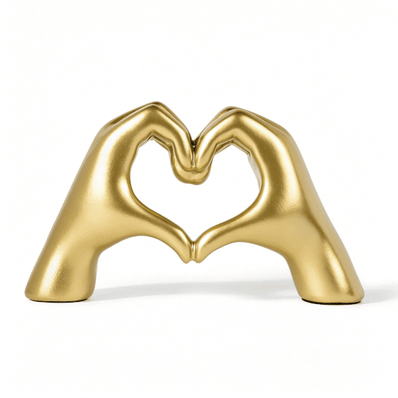 XIBUFE Gold Decor Living Room - Small Shelf Decor Aesthetic - Heart Hands Sculpture - Teen Girls Bedroom Knick Knacks - Cute Home Shelves Accent - Table Statue Love Decorations Gifts (Gold,Small)