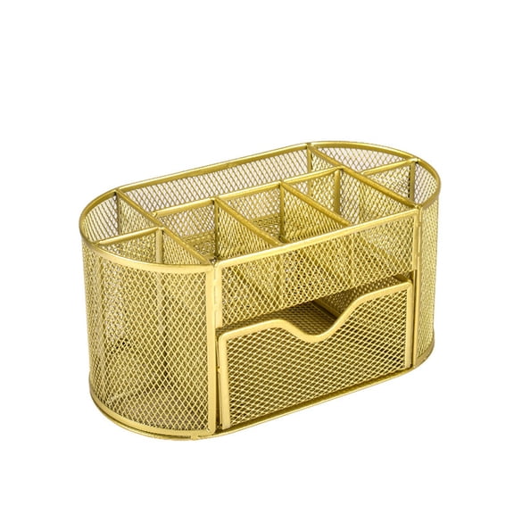XIBUFE Gold Desk Organizer with Drawer-Gold Desk Accessories for Home Or Office