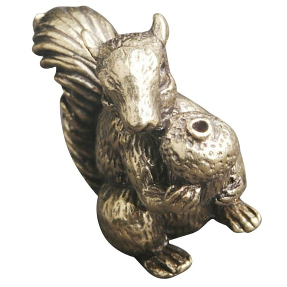 XIBUFE Golden Brass Squirrel Statue, Vintage Animal Figurine Ornament for Home Decor, Office Desk, Bookshelf, and Gift