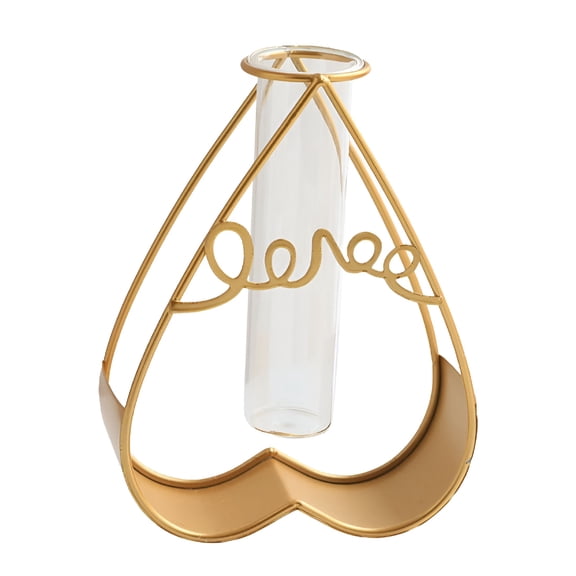 XIBUFE Golden Glass Vase with Artificial Flower Arrangement Elegant Tabletop Decor for Dining Room,Living Room & Kitchen Modern Floral Centerpiece with Ironwork Centerpieces for Dining Table