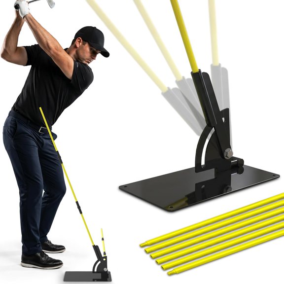XIBUFE Golf Swing Plane Trainer with Alignment Stick Holder|Golf Alignment Stick Holder Training Aid for Swing Path,Tempo&Ball Striking|Adjustable Golf Training Aid for Indoor&Outdoor Practice