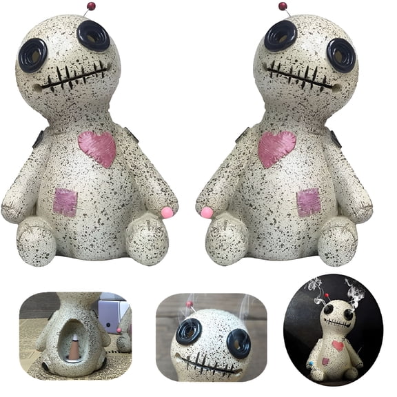 XIBUFE Gothic Voodoo Doll Incense Burner, Resin Cone Censer with Smoke Eyes, Halloween Home Decor and Meditation Ornament