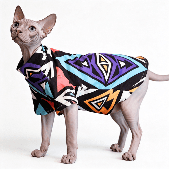 XIBUFE Graphics Printed Sphynx Cat Clothes Hairless Cat Sweater cat clothes
