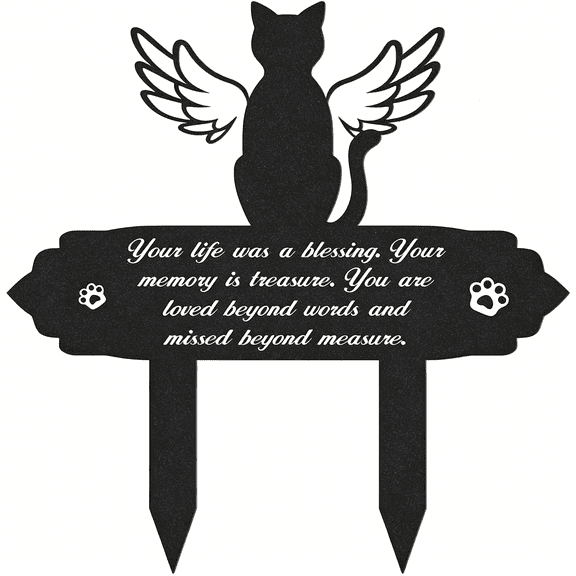 XIBUFE Grave Markers for Cemetery for Cat,Weatherproof Metal Pet Memorial Stake,Garden Cemetery Decoration,Waterproof Pets Grave Marker Memorial Plaques for Outdoors Yard Patio