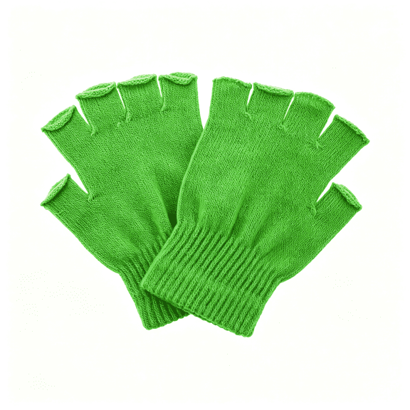 XIBUFE Green Gloves Fingerless Gloves Winter Knit Gloves Warm Green Fingerless Gloves Stretch Mittens Typing Gloves Half Finger Gloves for Women Men Girls Boys
