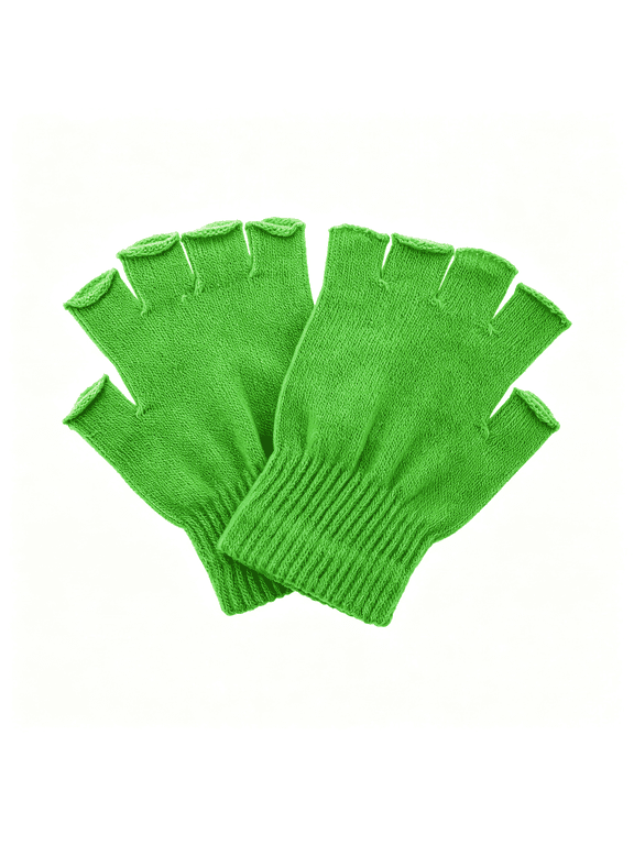 Green Gloves Fingerless Gloves Winter Knit Gloves Warm Green Fingerless Gloves Stretch Mittens Typing Gloves Half Finger Gloves for Women Men Girls Boys