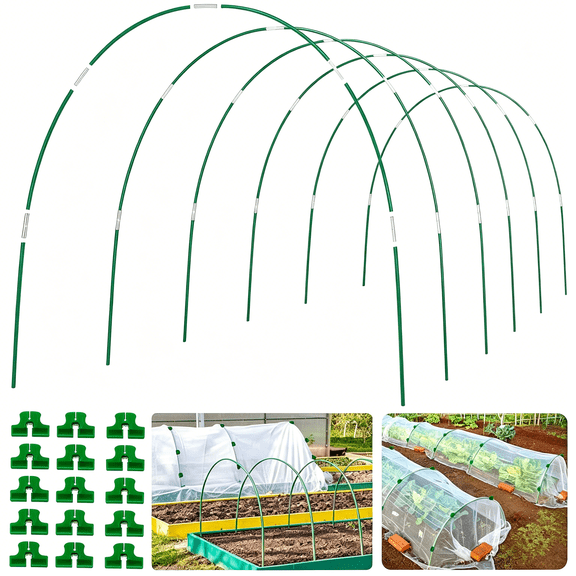 XIBUFE Greenhouse Hoops Grow Tunnel 6 Sets of 8Ft Long Garden Hoops,Rust-Free Fiberglass Garden Hoops Frame for Garden Netting Raised Bed Plant Shade Cloth Row Cover,Diy Plant Support Garden