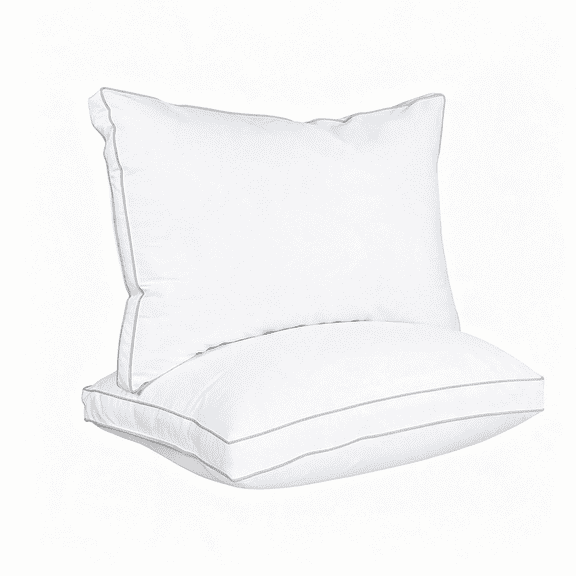 XIBUFE Gusset Bed Pillow,Hotel Pillows Standard Size Set of 2|Cotton Blended Down Alternative Pillows for Sleeping,Soft Fluffy Cooling Comfort for Back,Side&Stomach Sleepers,2 Pack