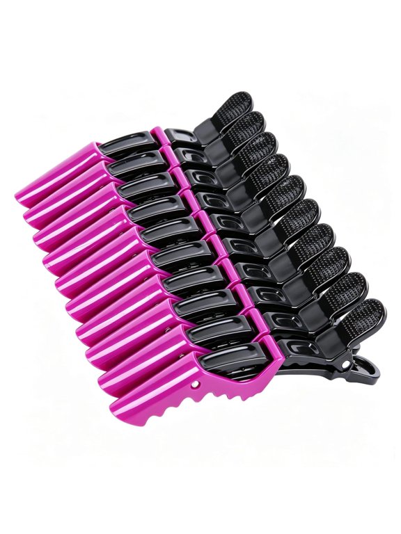 Hair Clips for Women Wide Teeth&Double-Hinged Design Alligator Styling Sectioning Clips of Professional Hair Salon Quality-10 Pack,purple hair clips (Purple)