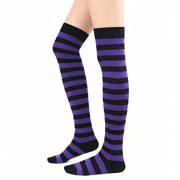 XIBUFE Halloween Long Striped Thigh High Socks Stay Up Thigh High Stockings,Over the Knee High Socks Leg Warmers,Breathable,Soft,Durable,Versatile,Flattering,Cute,For Cosplay,Party,School,Femboy