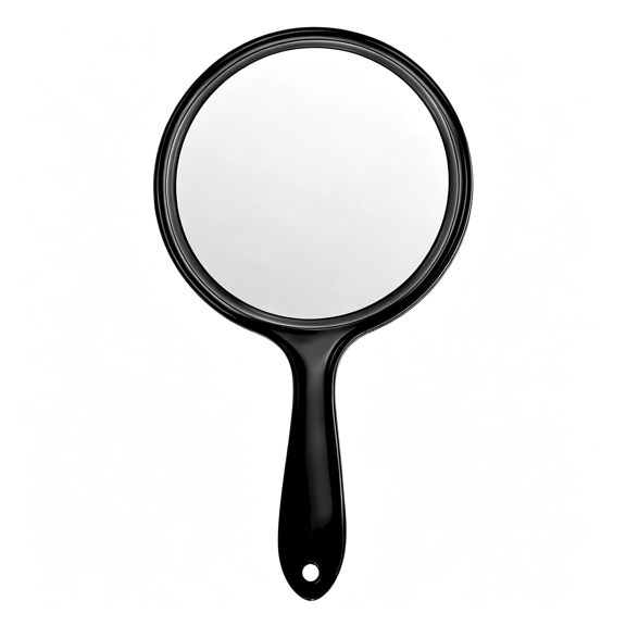 XIBUFE Hand Mirror,Double-Sided Handheld Mirror 1X/3X Magnifying Mirror with Handle,Pack of 1(Double-Sided Handheld Mirror Handheld Mirror Transparent Black)
