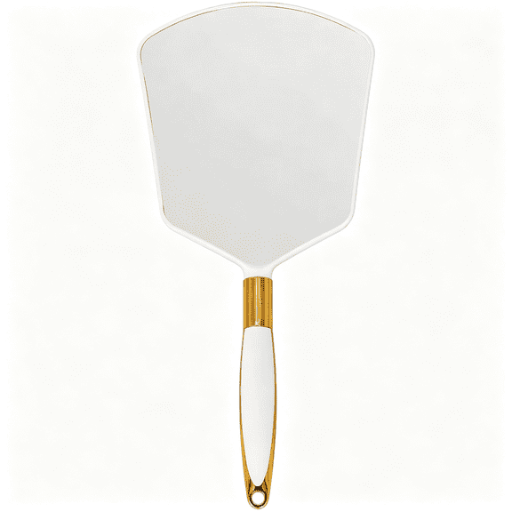 XIBUFE Handheld Mirror with HandleBarber Hairdressing Handheld Mirrorfor for Salon Handheld Mirror (White)