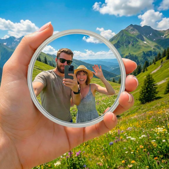 XIBUFE Handheld Selfie Convex Mirror-No Need Selfie Stick,Travel Must Have Photography Viewfinder,Gift for Photographer,Portable&Shatter-Resistant,For Solo/Multi-Person Selfie(3.74In)
