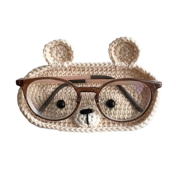 XIBUFE Handmade Crochet Animal Theme Glasses Holder Eyeglass Protective Storage Tray,Glasses Holder for Nightstand