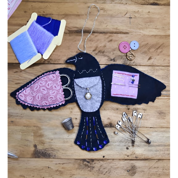 XIBUFE Handmade Felt Sewing Organizer,Crow Needle Holder and Portable Craft Storage for Makers