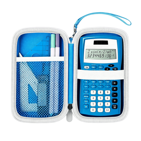XIBUFE Hard Calculator Case for Ti-30Xiis,Portable Storage with Elastic Band and Mesh Pocket for Hp-35S; Ideal for School,Office and Travel; Case Only-Blue