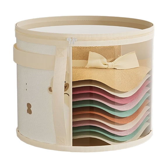 XIBUFE Hat Storage Box for Women,Stackable Felt Hat Boxes with Clear Window,Foldable Hats Case with Carrying Handles for Closet Organizer Cowboy Hat Case