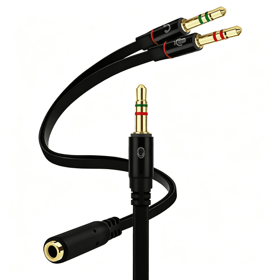 XIBUFE Headphone Splitter for Computer 3.5Mm Female to 2 Dual 3.5Mm Male Headphone Mic Audio Y Splitter Cable Smartphone Headset to Pc Adapter 3.5Mm Splitter