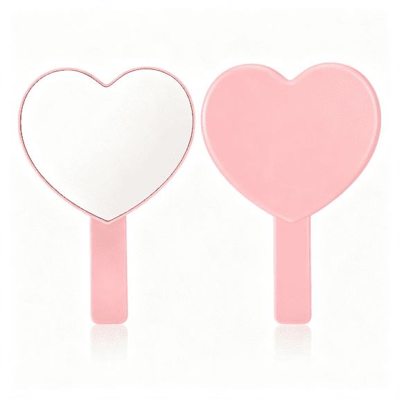 XIBUFE Heart Shaped Handheld Mirror,Drop-Resistant Small Heart Mirrors with Handle Portable Travel Cosmetic Lash Mirror Hand Mirror for Women Valentine'S Day Birthday(Pink)
