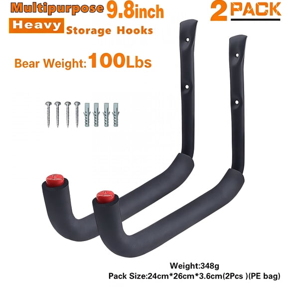 XIBUFE Heavy Duty Garage Storage Hooks - 120 LB Capacity Wall Mounted Rack for Kayaks, Ladders, and Bikes