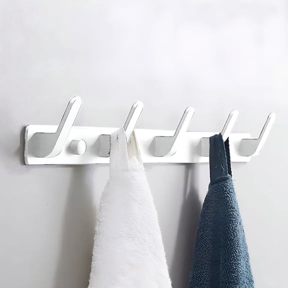 XIBUFE Heavy Duty Metal Coat Rack Wall Mounted, 5 Double Hooks for Hanging Coats, Hats, Towels, Purses, Robes, Durable Wall Mount Coat Hanger Hook Rail for Home, Office, Entryway