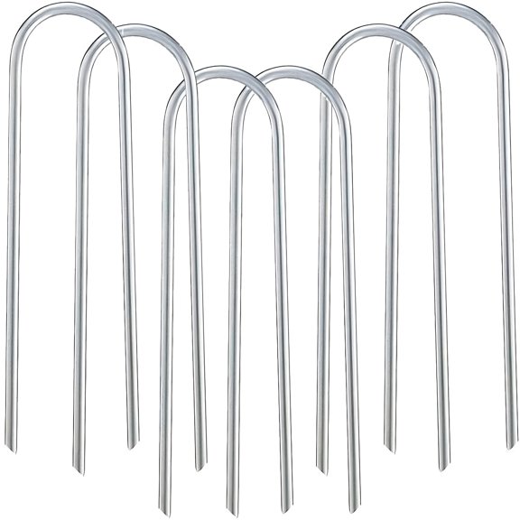 XIBUFE Heavy Duty Trampoline Wind Stakes, Galvanized Steel U-Shaped Ground Anchors