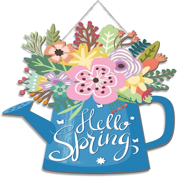 XIBUFE Hello Spring Decorations for Home Spring Welcome Wreaths Sign for Front Door for Home Hanging Sign