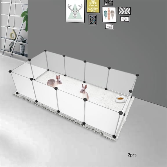 XIBUFE Indoor Outdoor Portable Plastic Pet Exercise Pen, Small Animal Cage Fence for Guinea Pigs Rabbits Cats, White Pet Supply