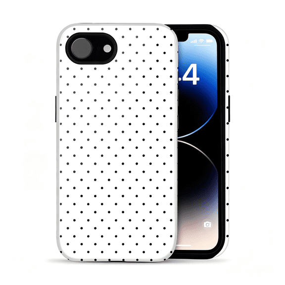 XIBUFE for Iphone 16E/17E Cute Polka Dot Phone Case,White,Polka Dot Phone Case,Summer Aesthetic Design for Women Girls Fall Chic Girly Pretty Dual Layer Hybrid Protection Elegant
