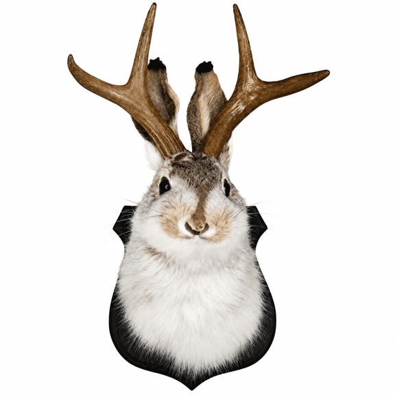 XIBUFE Jackalope Wall Decor,10.23x5.51in Animal Head Resin Antler Rabbit Mount,Jackalope Mount Wall Deco