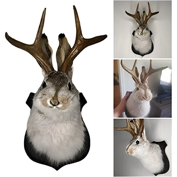 XIBUFE Jackalope Wall Decor,Animal Head Resin Antler Rabbit Mount