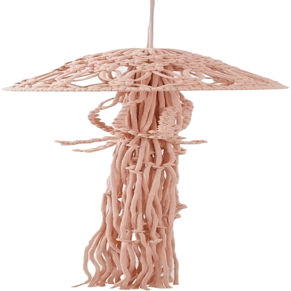 XIBUFE Jellyfish Wall Hanging,Art Decor Handmade Woven Boho Ornament Ocean Fish Wall Tapestry Macrame Hanger,For Office Bedroom Apartment Living Room Nursery Gallery (Pink)